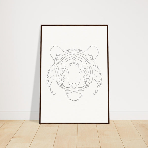 Majestic Lines - The Tiger's Gaze - 70x100 cm 28x40″ Dark wood frame - Wooden Framed Posters