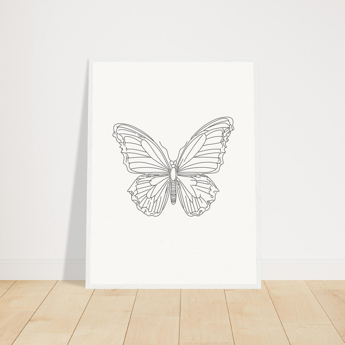 Butterfly Grace - Framed Minimalist Art - 45x60 cm 18x24″ White frame - Wooden Framed Posters