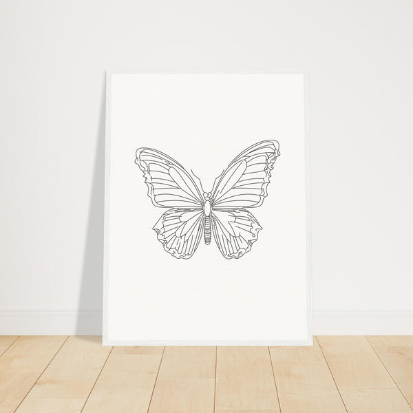 Butterfly Grace - Framed Minimalist Art - 45x60 cm 18x24″ White frame - Wooden Framed Posters