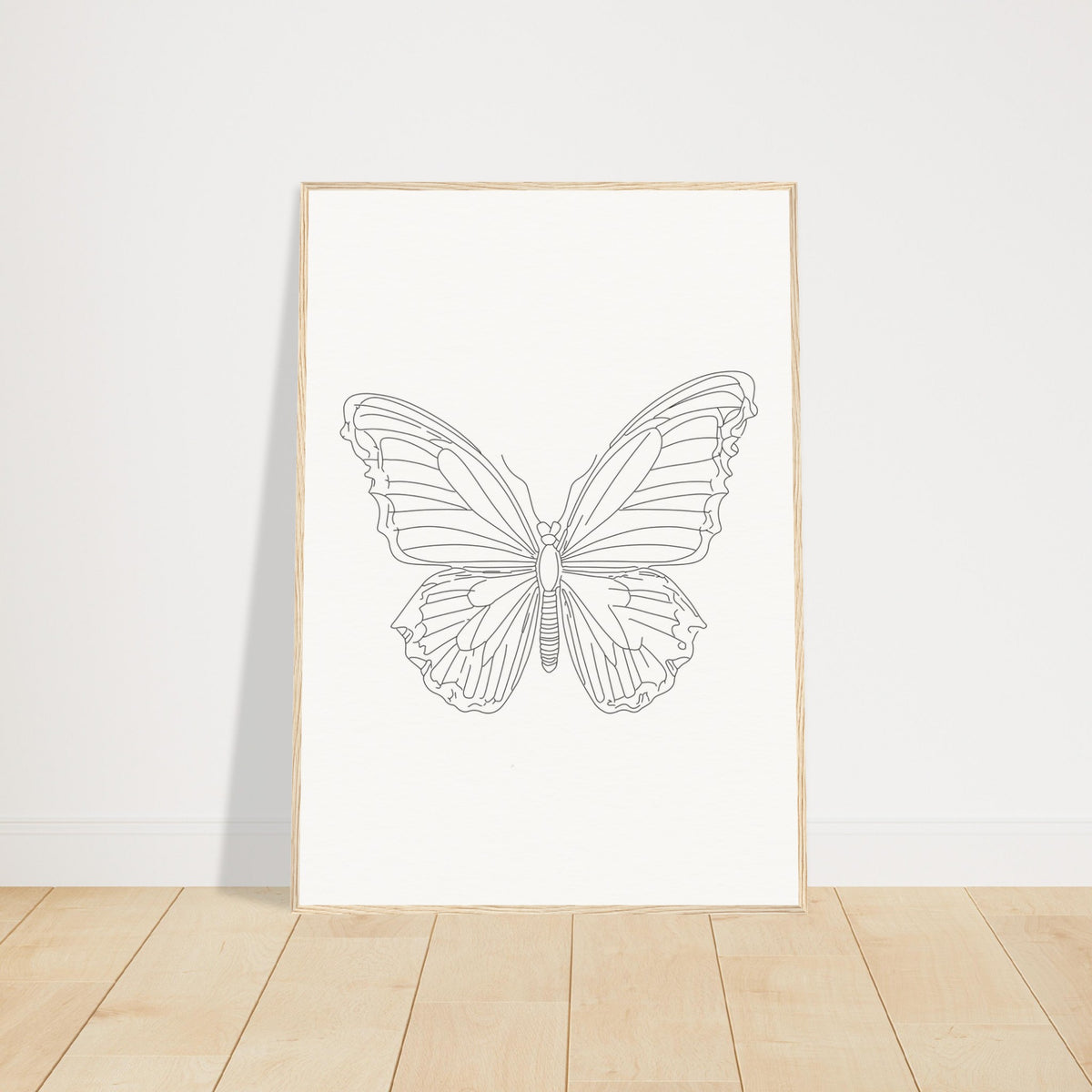 Butterfly Grace - Framed Minimalist Art - 70x100 cm 28x40″ Wood frame - Wooden Framed Posters