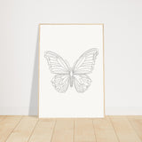 Butterfly Grace - Framed Minimalist Art - 70x100 cm 28x40″ Wood frame - Wooden Framed Posters