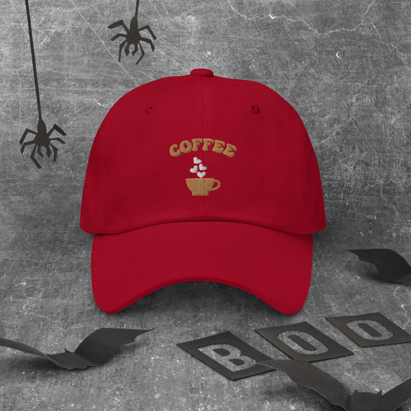 Coffee Lover's Dad Hat - Cranberry - Hats