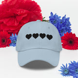 Heartfelt Connections - Black Hearts Dad Hat - Light Blue -