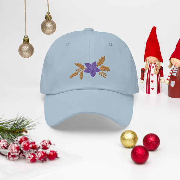 Purple Flower Dad Hat - Stylish and Sentimental - Light Blue -