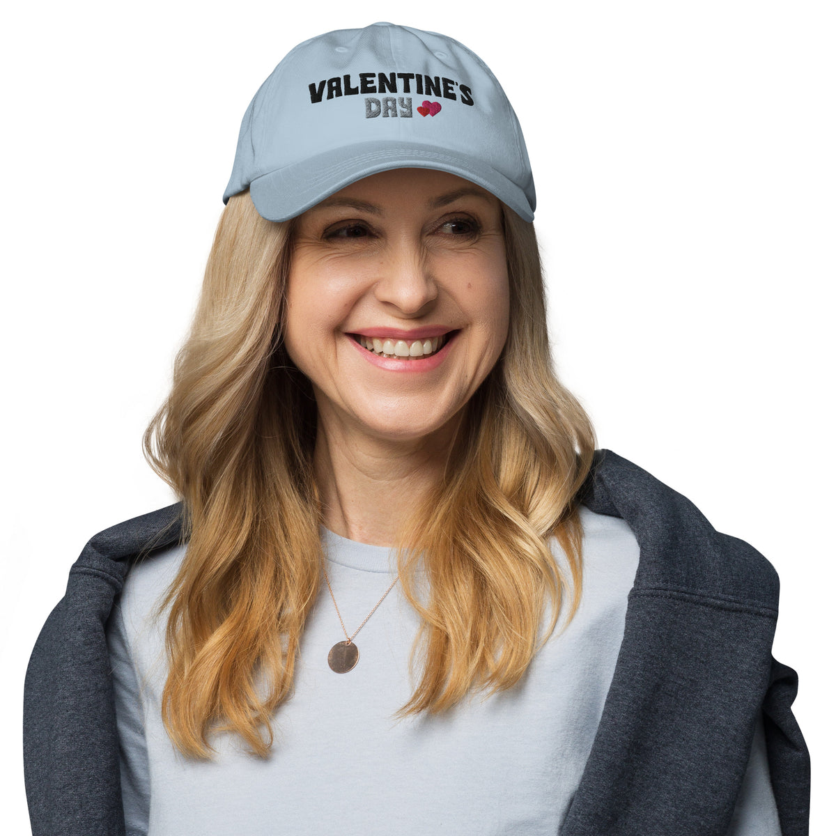 Valentine's Day Heart Dad Hat - Light Blue -