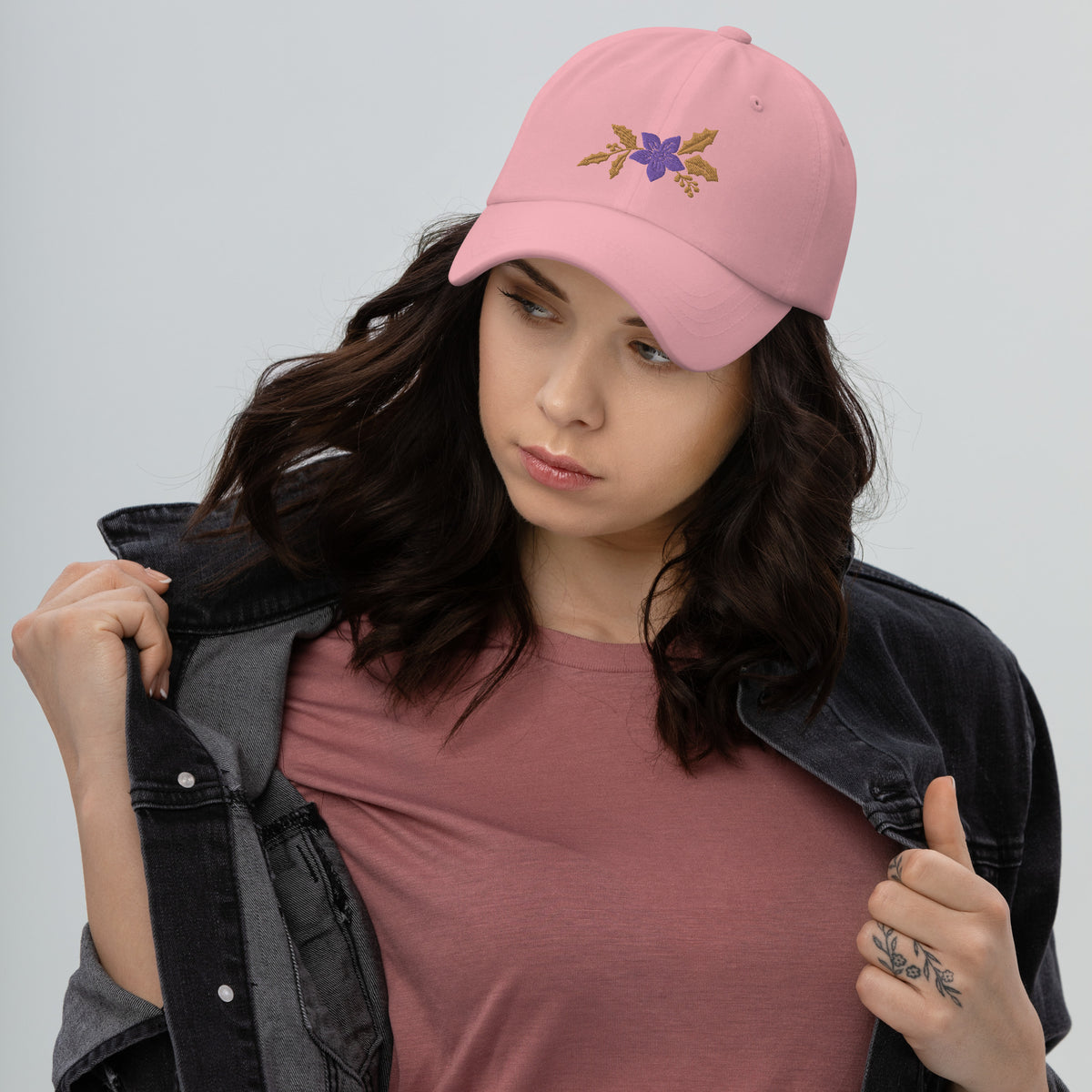 Purple Flower Dad Hat - Stylish and Sentimental - -