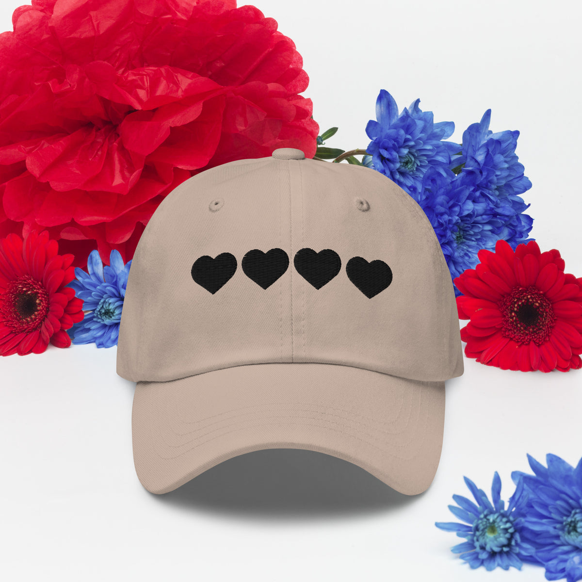 Heartfelt Connections - Black Hearts Dad Hat - Stone -