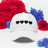 Heartfelt Connections - Black Hearts Dad Hat - White -