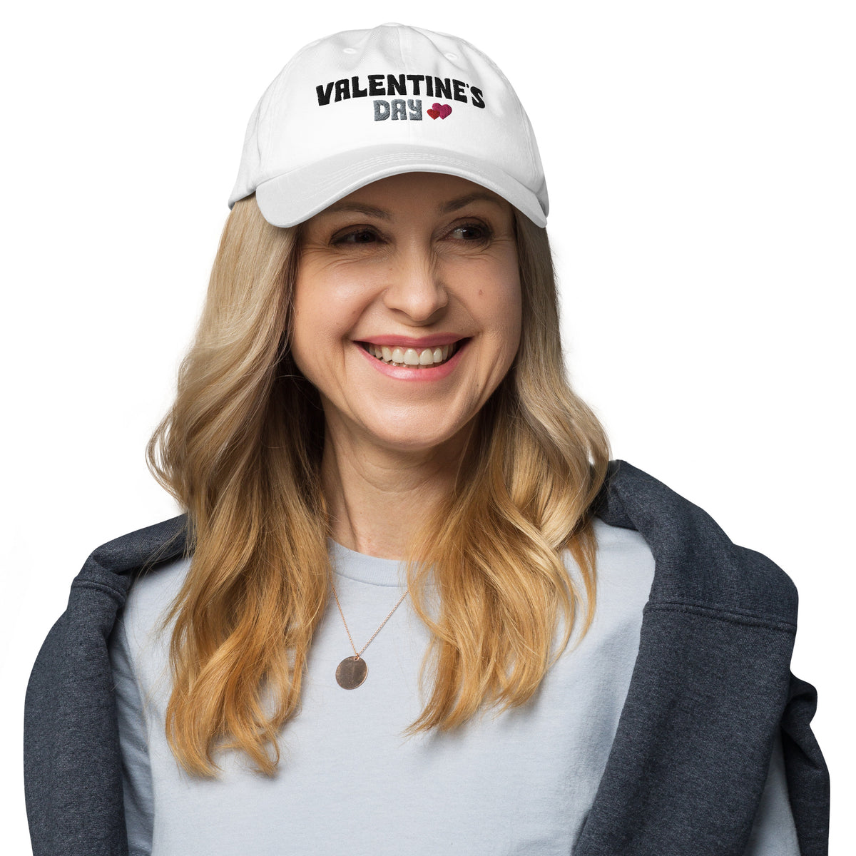 Valentine's Day Heart Dad Hat - White -