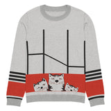 Playful Cats on a Stripe – A Cozy Statement Piece - 2XL - Sweaters