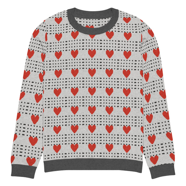 Love in Every Stitch - Heart Pattern Sweater - 2XS - Sweaters