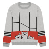 Playful Cats on a Stripe – A Cozy Statement Piece - 3XL - Sweaters