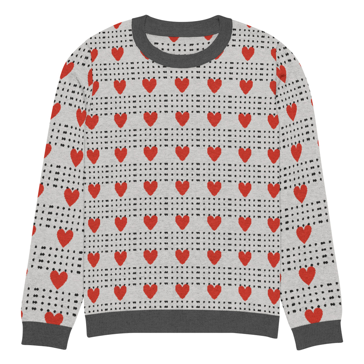 Love in Every Stitch - Heart Pattern Sweater - L - Sweaters