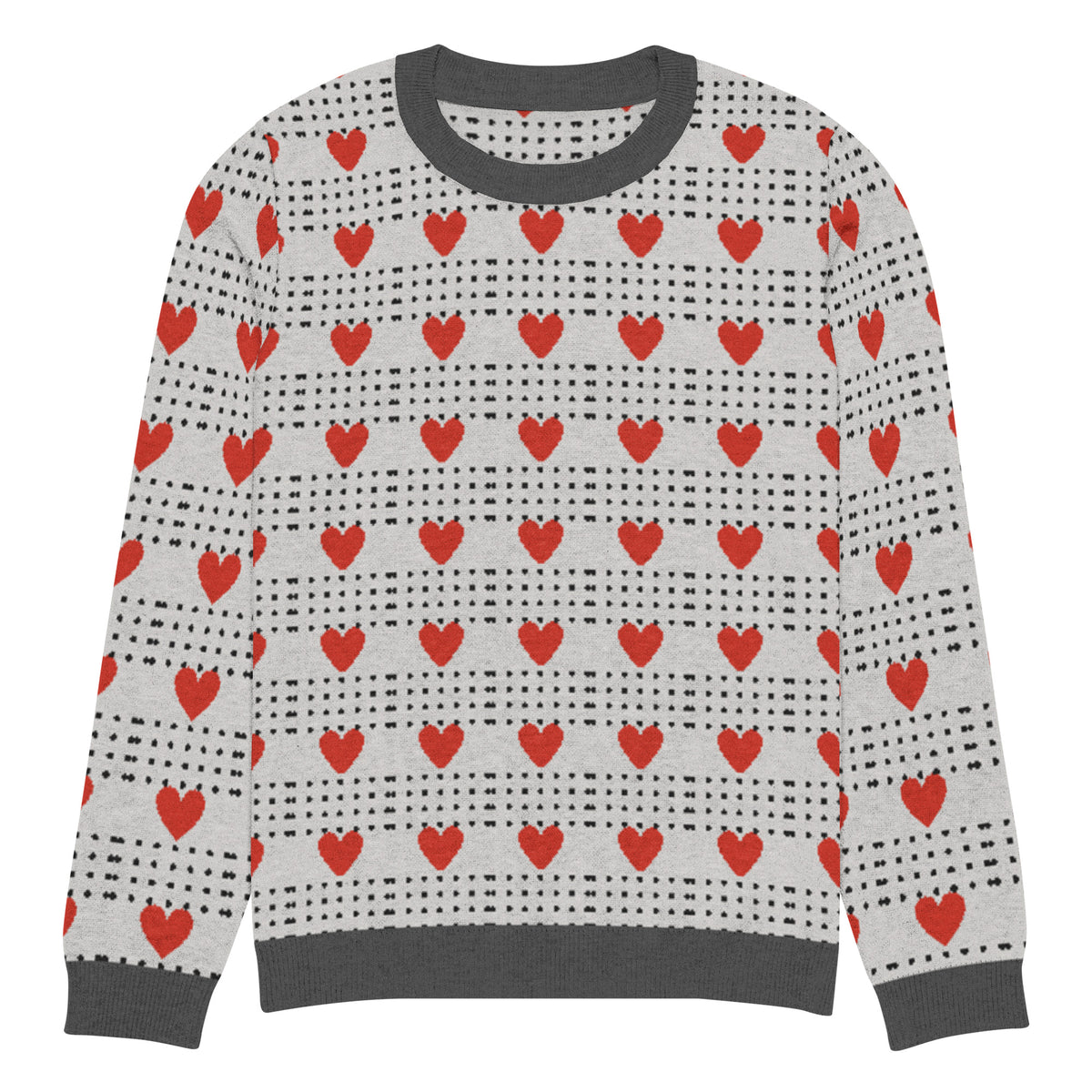 Love in Every Stitch - Heart Pattern Sweater - M - Sweaters