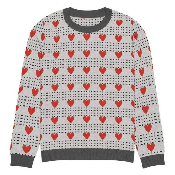 Love in Every Stitch - Heart Pattern Sweater - M - Sweaters