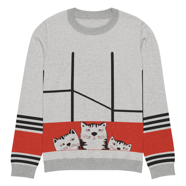 Playful Cats on a Stripe – A Cozy Statement Piece - S - Sweaters