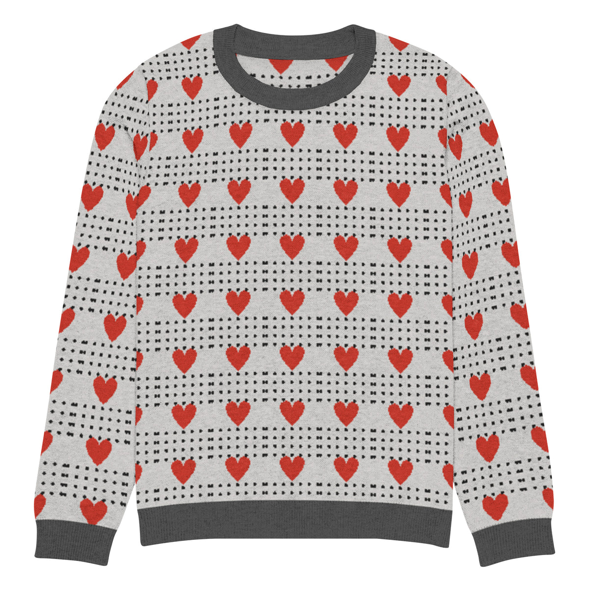 Love in Every Stitch - Heart Pattern Sweater - S - Sweaters