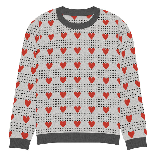 Love in Every Stitch - Heart Pattern Sweater - S - Sweaters