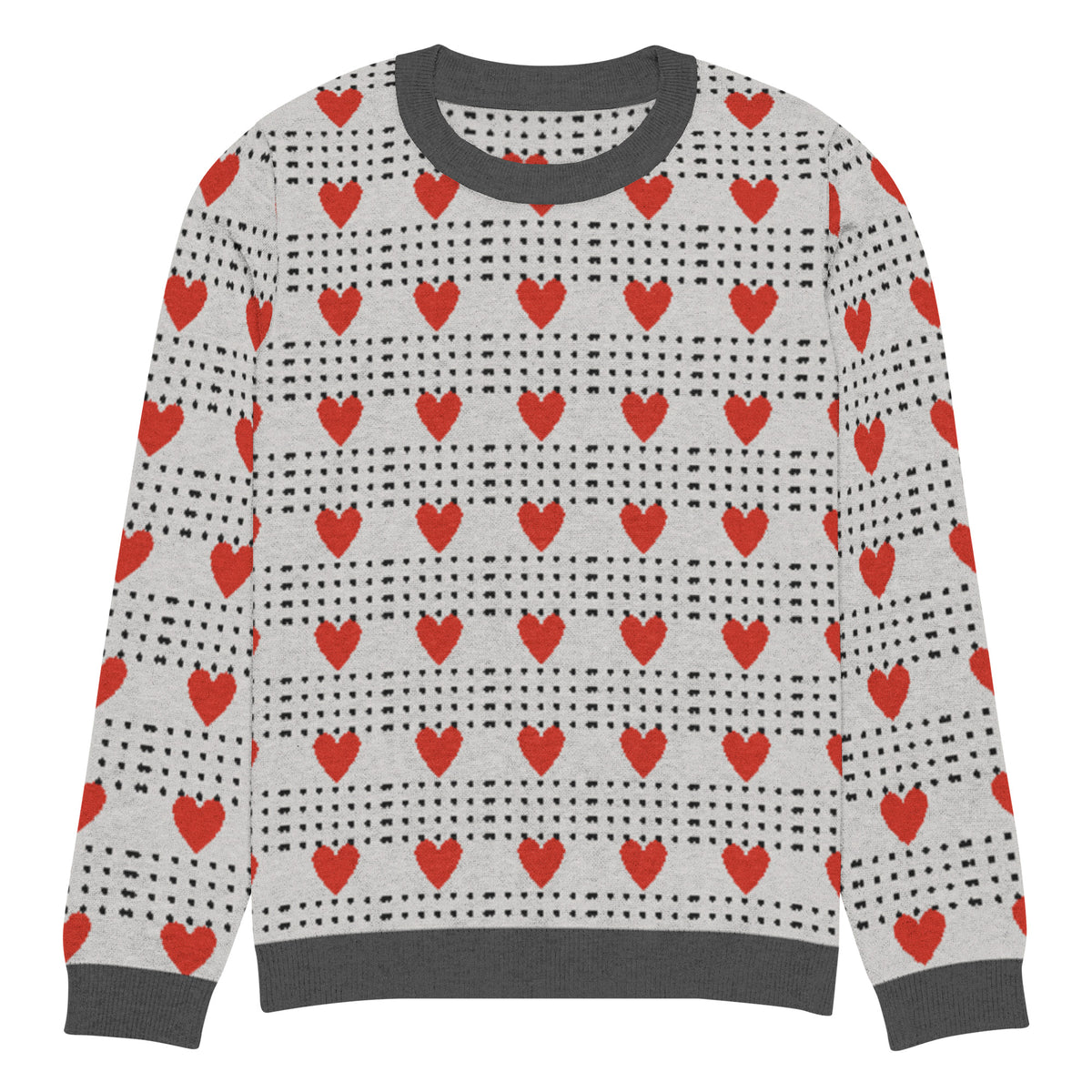 Love in Every Stitch - Heart Pattern Sweater - XS - Sweaters