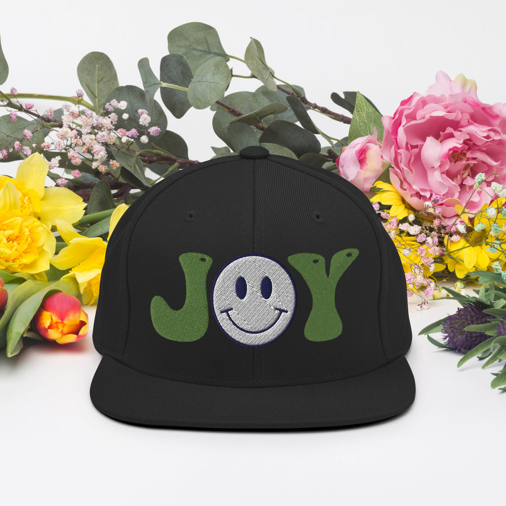 Spread Joy Everywhere - Smiley Face Snapback Hat - Black -