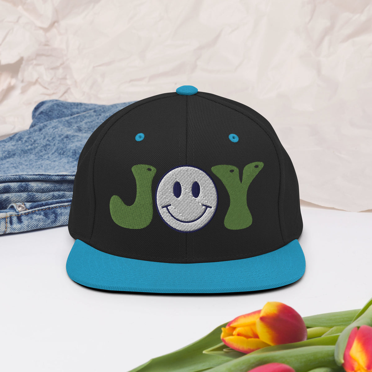 Spread Joy Everywhere - Smiley Face Snapback Hat - -