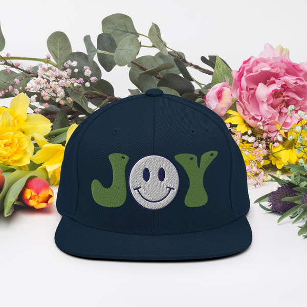 Spread Joy Everywhere - Smiley Face Snapback Hat - Dark Navy -