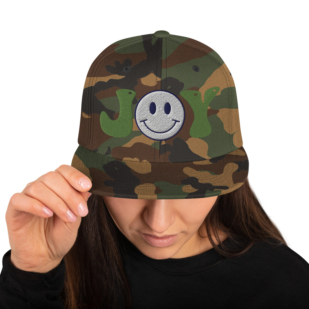 Spread Joy Everywhere - Smiley Face Snapback Hat - -