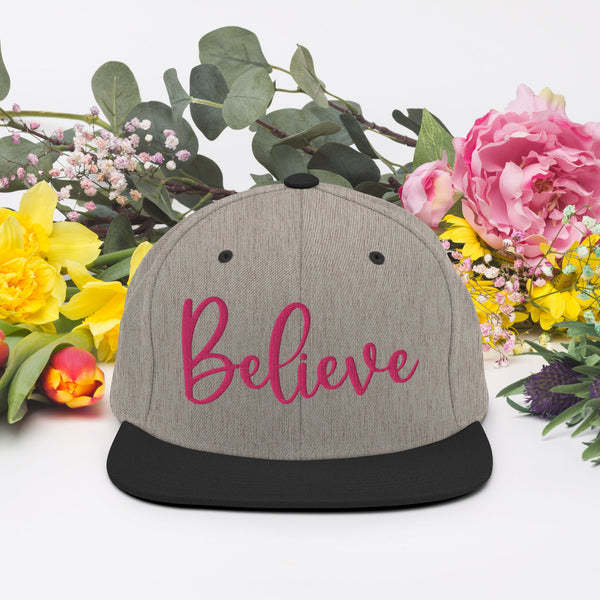 Believe Snapback Hat - Wear Your Inspiration - Heather Black - Caps