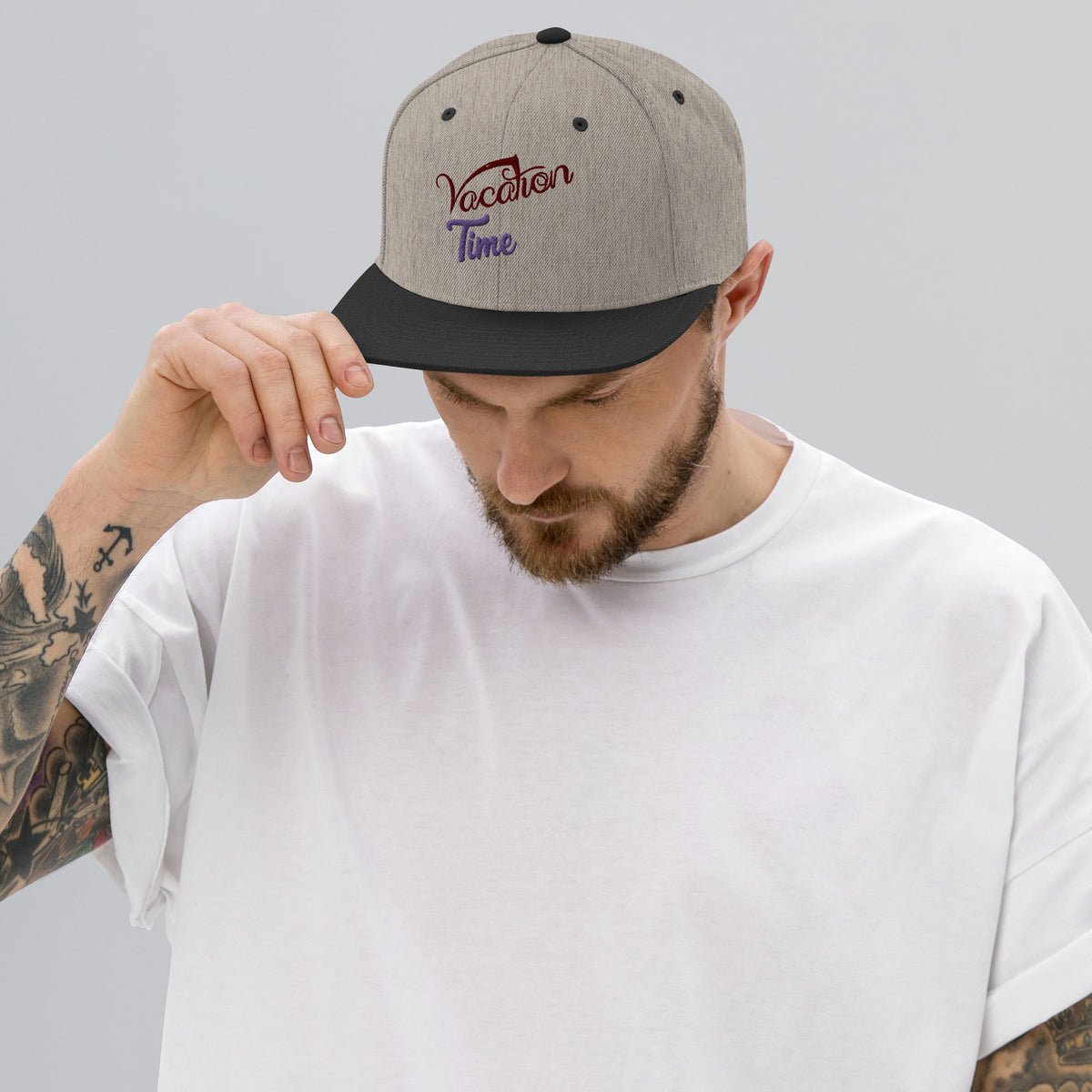 Embrace Vacation Vibes - Vocation Time Snapback Hat - Heather Black - Hats