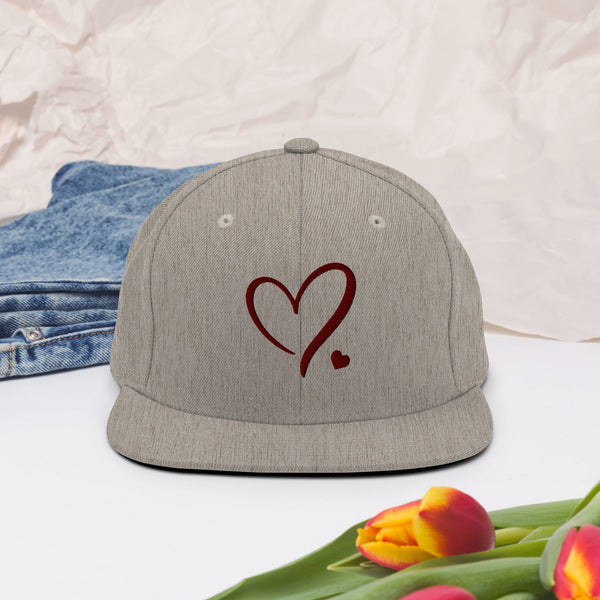 Heartfelt Charm - Golden Heart Snapback Hat - -