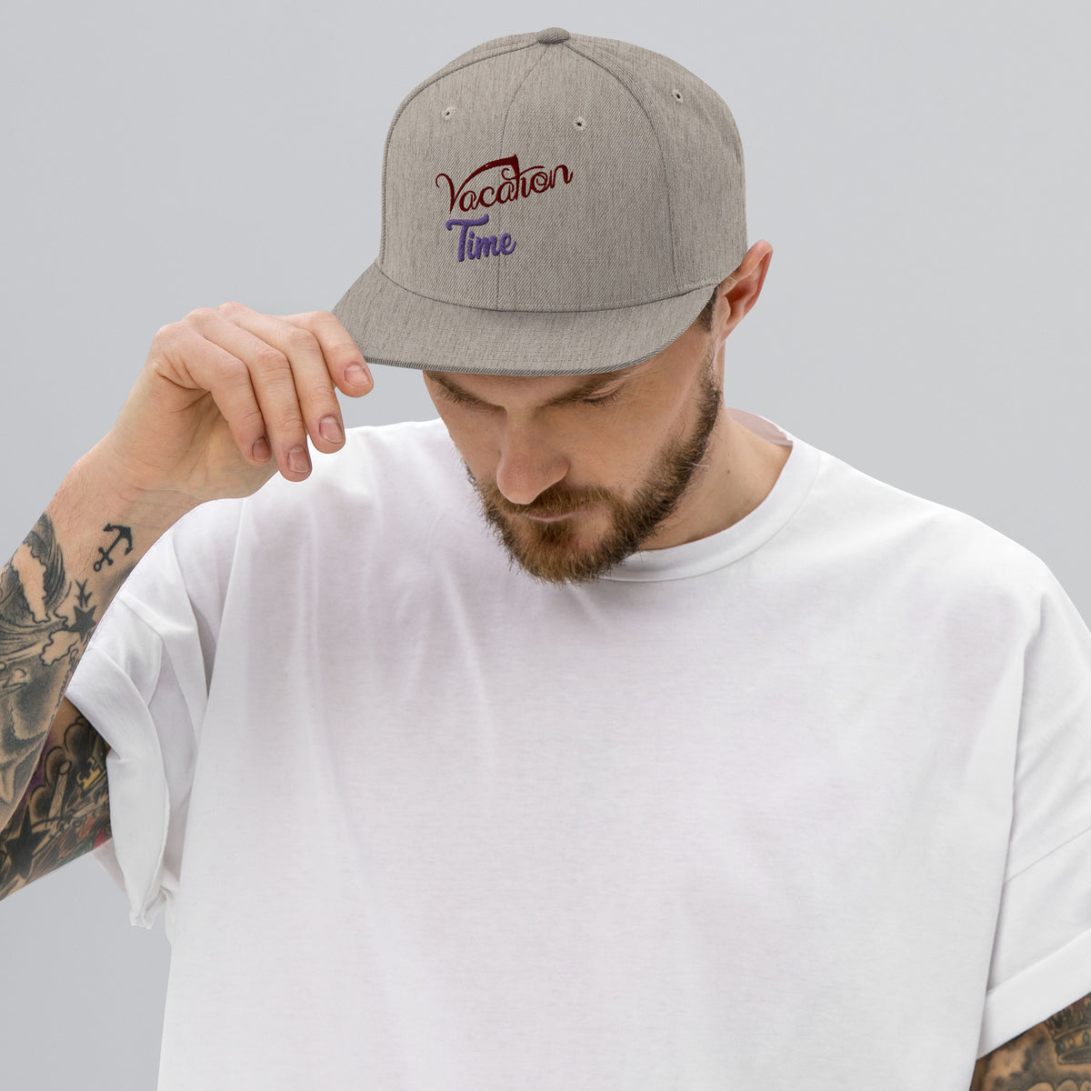 Embrace Vacation Vibes - Vocation Time Snapback Hat - Heather Grey - Hats