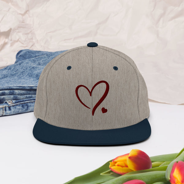 Heartfelt Charm - Golden Heart Snapback Hat - -