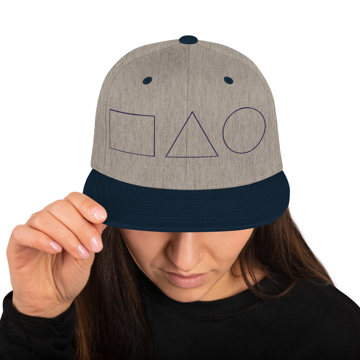 Geometric Fusion Snapback Hat - Heather Grey Navy -