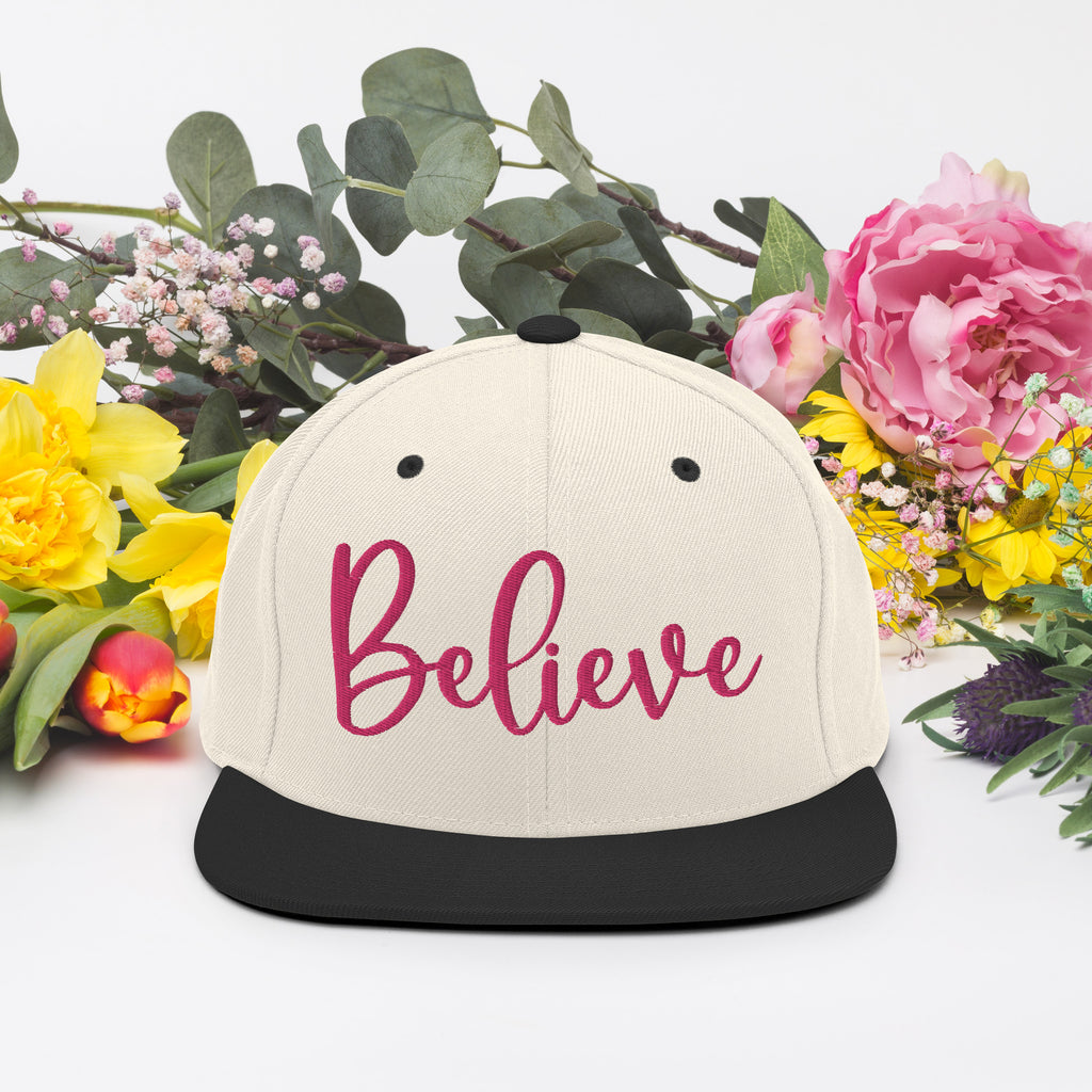 Believe Snapback Hat - Wear Your Inspiration - Natural Black - Caps