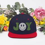 Spread Joy Everywhere - Smiley Face Snapback Hat - Navy Red -