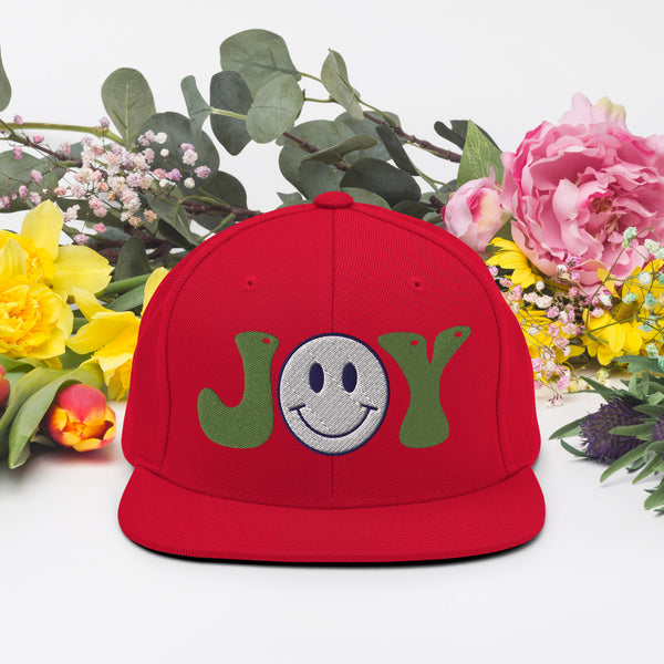 Spread Joy Everywhere - Smiley Face Snapback Hat - Red -