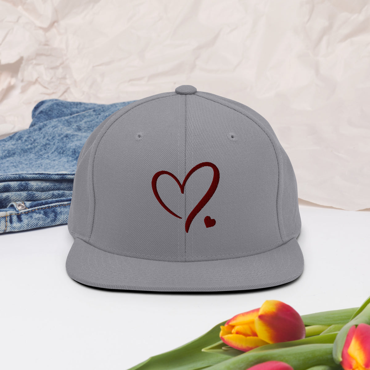 Heartfelt Charm - Golden Heart Snapback Hat - -