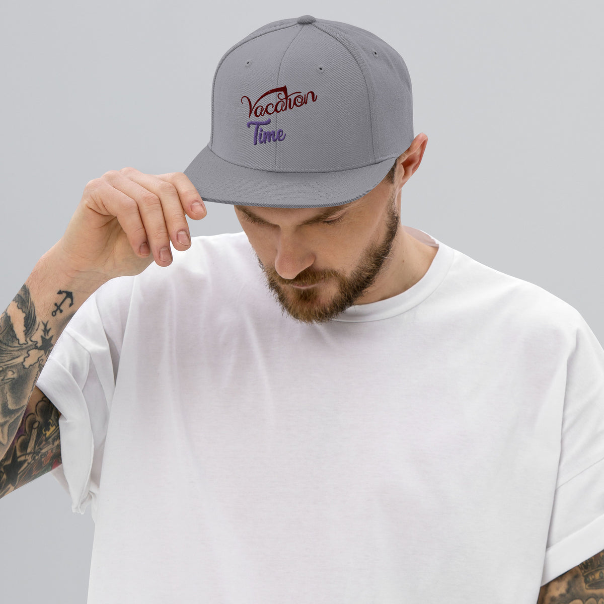 Embrace Vacation Vibes - Vocation Time Snapback Hat - Silver - Hats