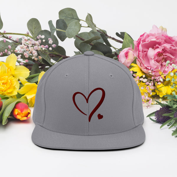 Heartfelt Charm - Golden Heart Snapback Hat - Silver -