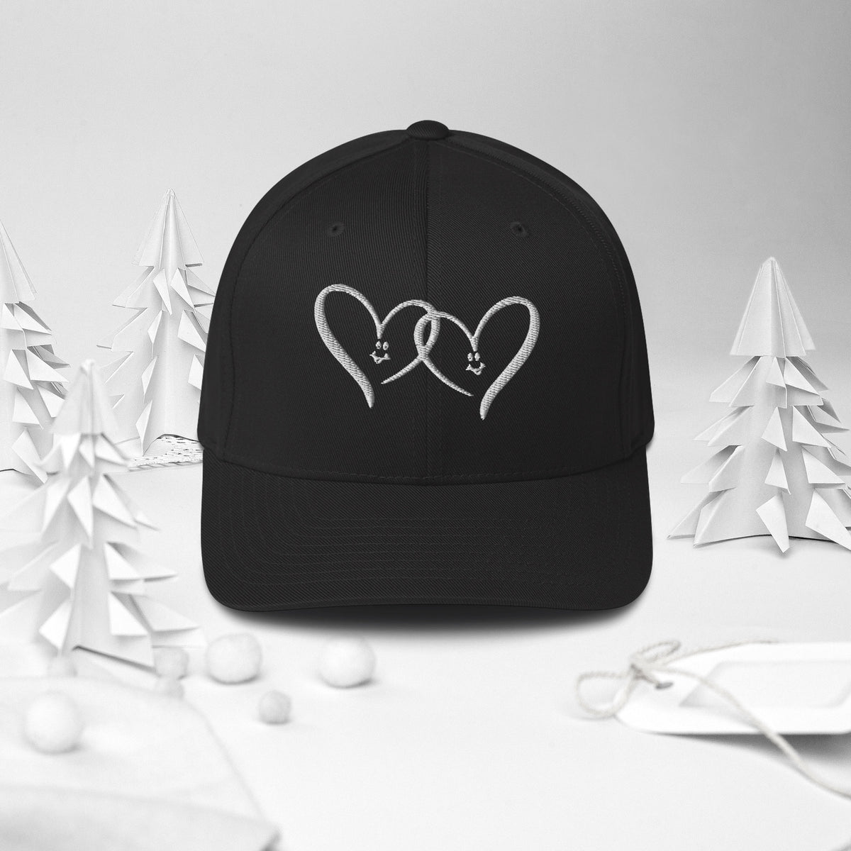 Embrace Love - Heart Design Twill Cap - Black - Caps