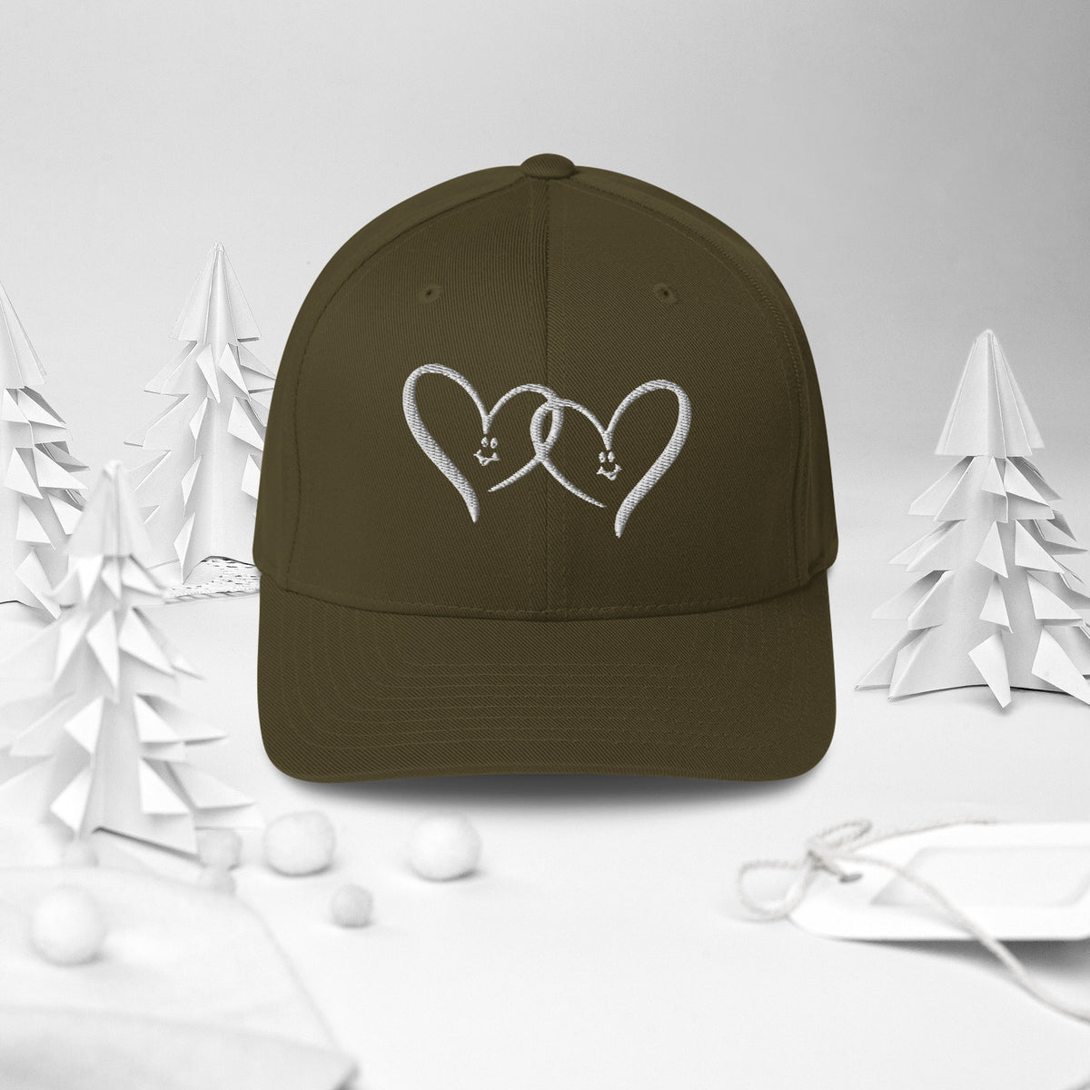 Embrace Love - Heart Design Twill Cap - Olive - Caps