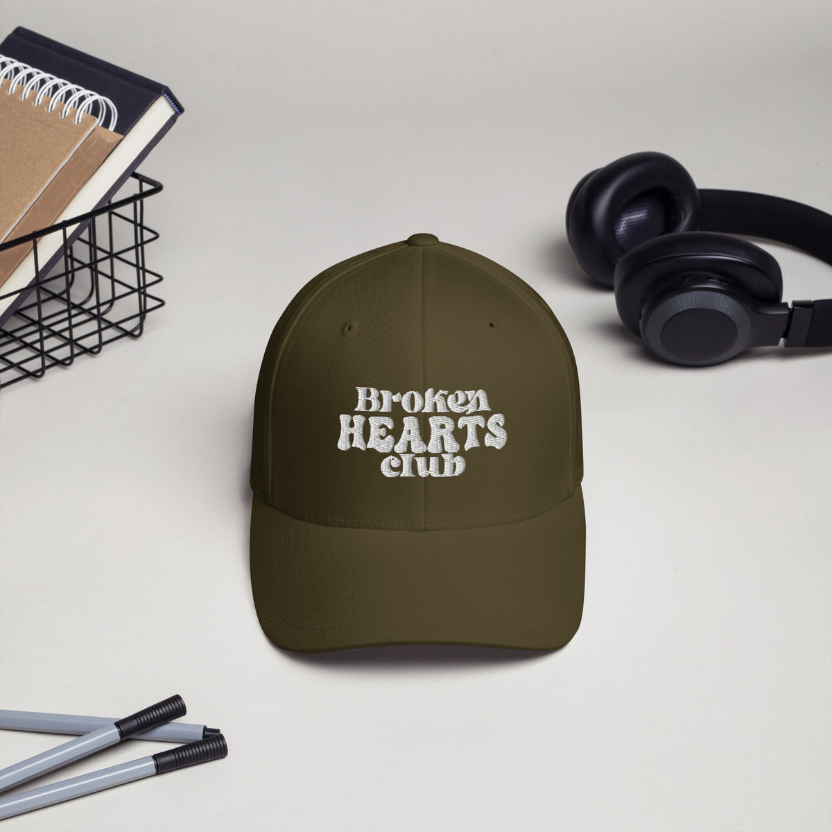 Broken Hearts Club Twill Cap - Olive - Caps