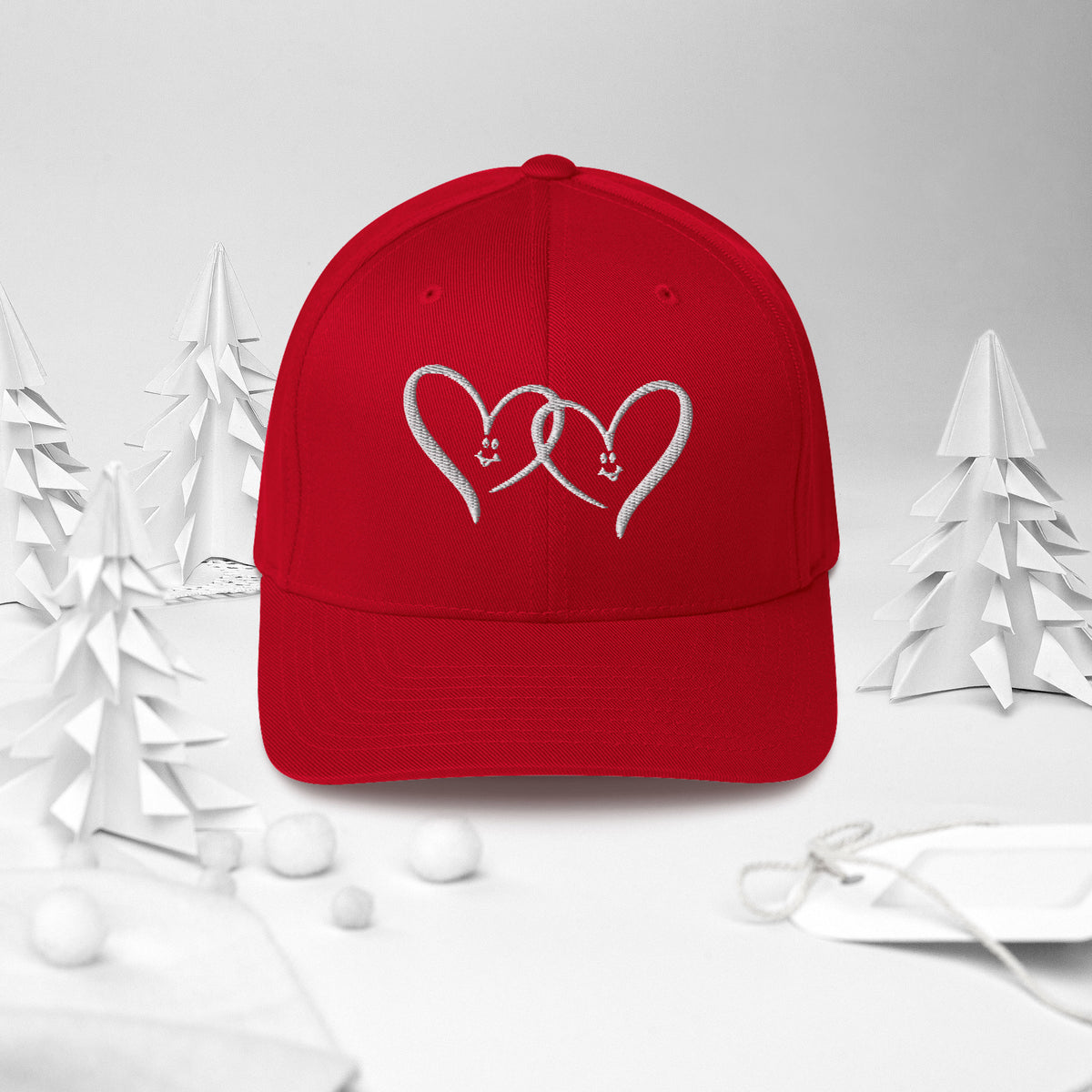 Embrace Love - Heart Design Twill Cap - Red - Caps