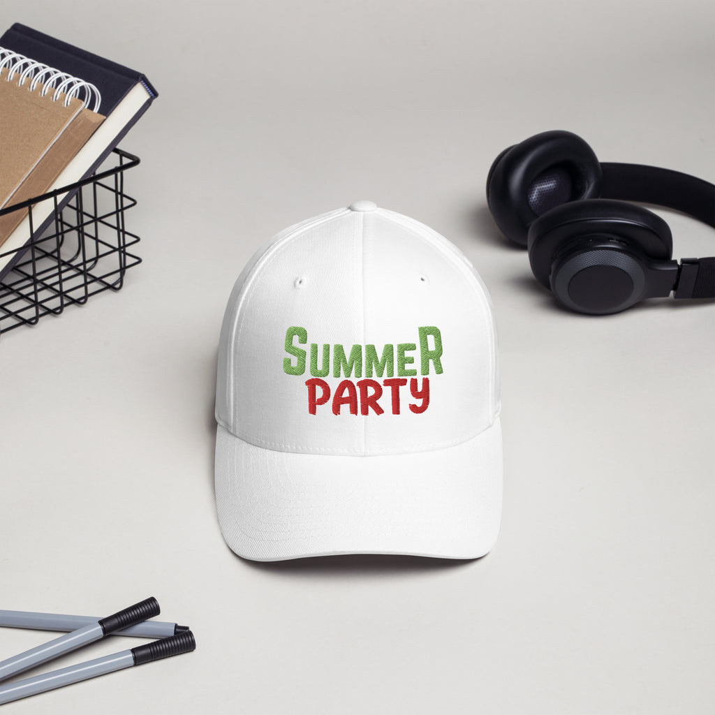 Summer Party Vibes Structured Twill Cap - White -