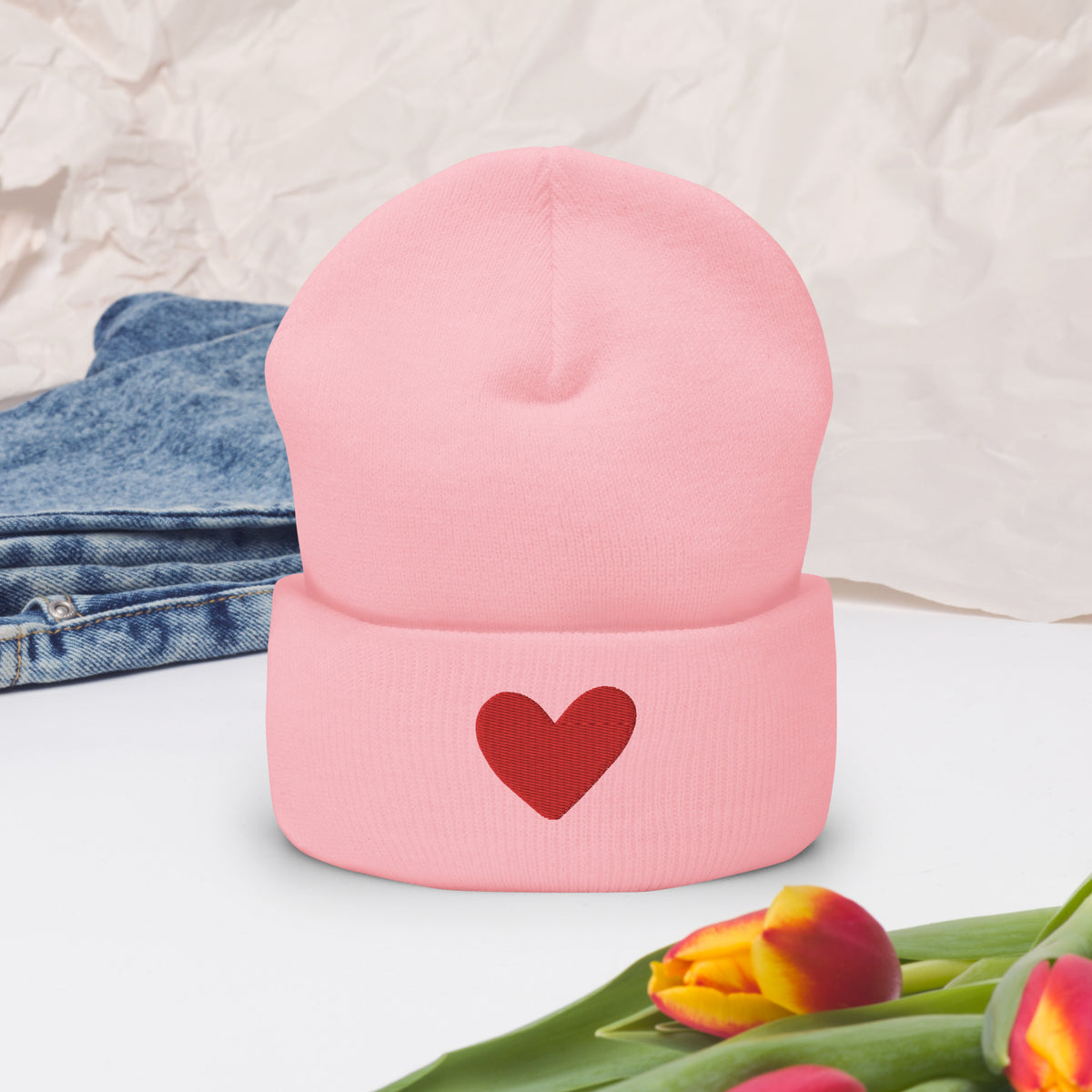 Heartfelt Warmth - Cuffed Beanie - Baby Pink -