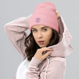 Shimmering Smile Tattoo Beanie - Warmth and Style Combined - Baby Pink -