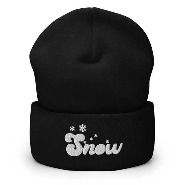 Snowfall Serenity - Cuffed Beanie for Winter Warmth - -