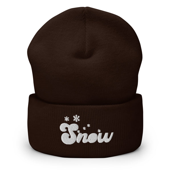 Snowfall Serenity - Cuffed Beanie for Winter Warmth - -