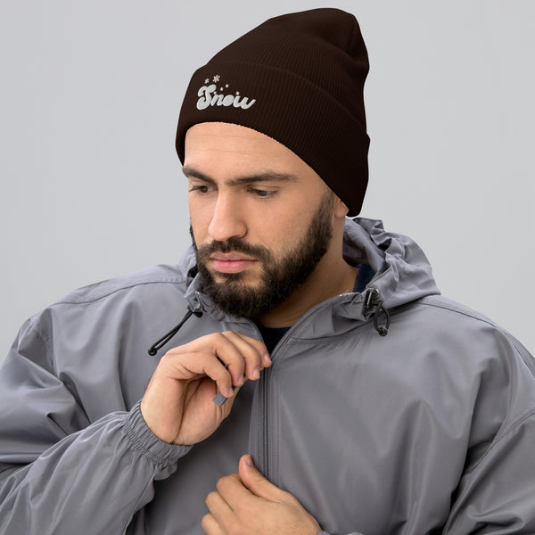 Snowfall Serenity - Cuffed Beanie for Winter Warmth - -