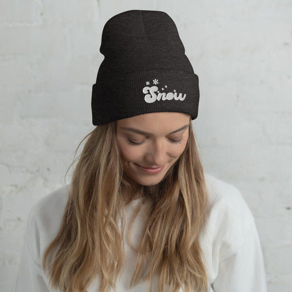 Snowfall Serenity - Cuffed Beanie for Winter Warmth - -